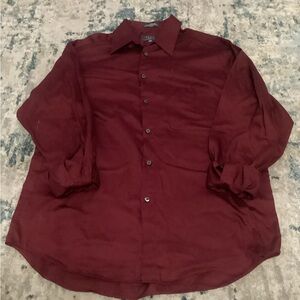 Claiborne Men's Burgundy Casual Button Down Shirt